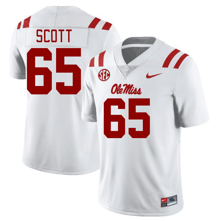 Men #65 Gerquan Scott Ole Miss Rebels College Football Jerseys Stitched-White